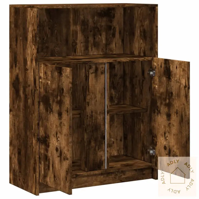 Skjenk Med Led Røkt Eik 77X34X100 Cm Konstruert Tre