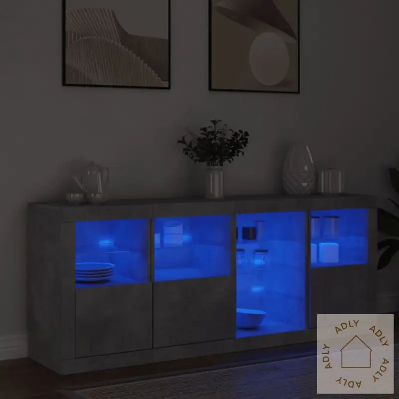 Skjenk Med Led-Lys Betonggrå 164X37X67 Cm