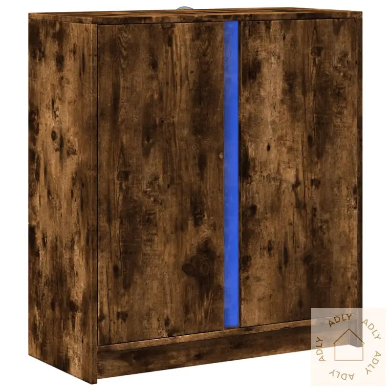 Skjenk Med Led Røkt Eik 77X34X85 Cm Konstruert Tre
