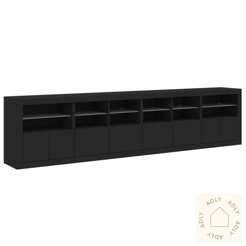 Skjenk Med Led-Lys Svart 283X37X67 Cm