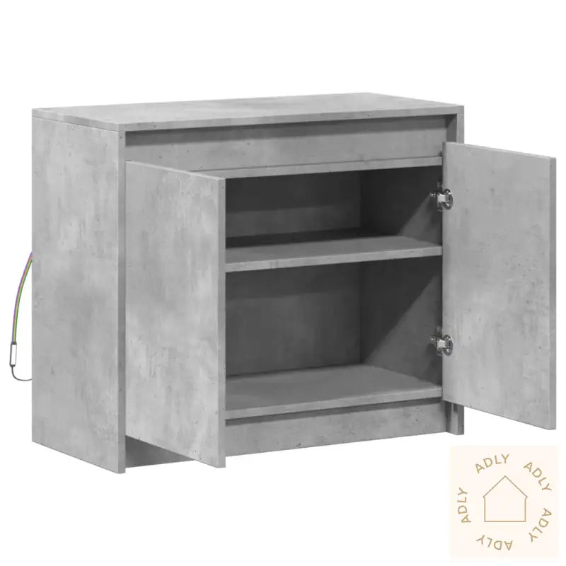 Skjenk Med Led Betonggrå 72X34X61 Cm Konstruert Tre