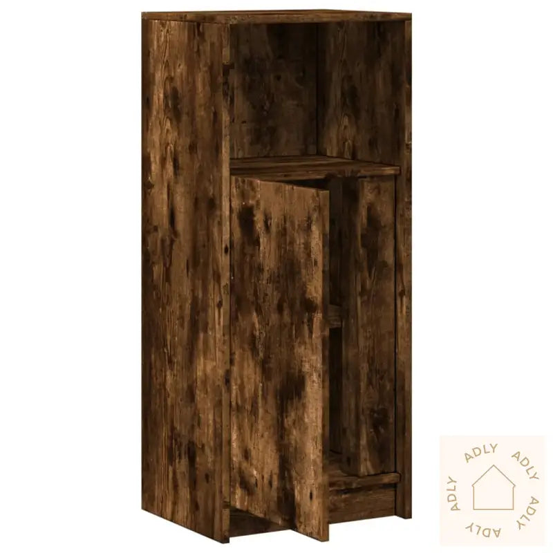 Skjenk Med Led Røkt Eik 42,5X34X100 Cm Konstruert Tre