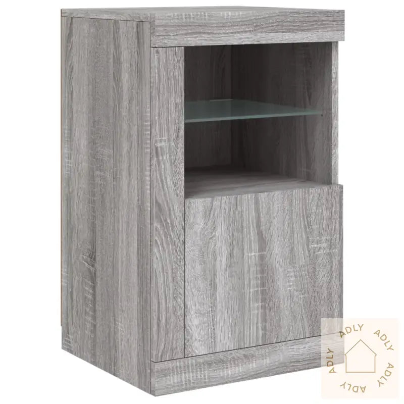 Skjenk Med Led-Lys Grå Sonoma 163X37X67 Cm