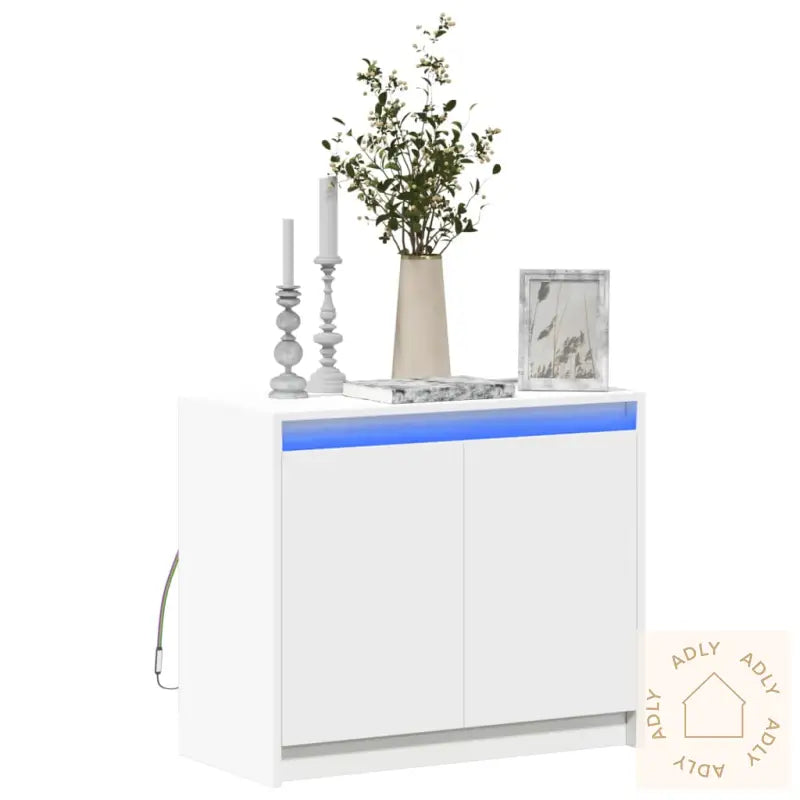 Skjenk Med Led Hvit 72X34X61 Cm Konstruert Tre