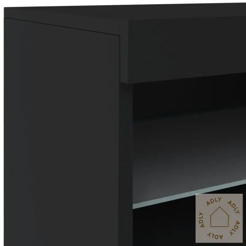 Skjenk Med Led-Lys Svart 123X37X67 Cm