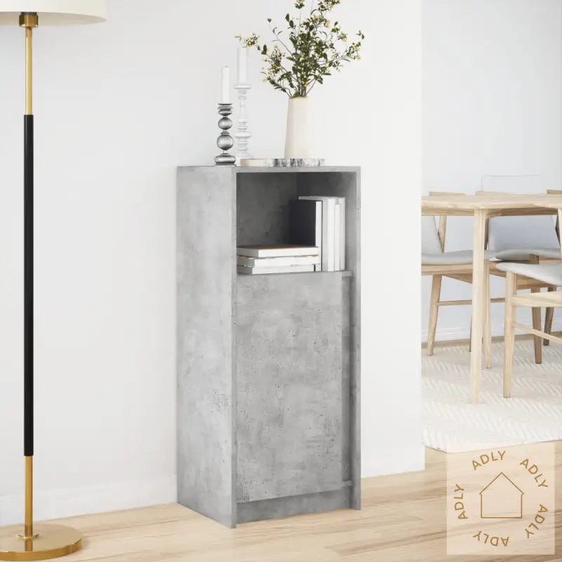 Skjenk Med Led Betonggrå 42,5X34X100 Cm Konstruert Tre