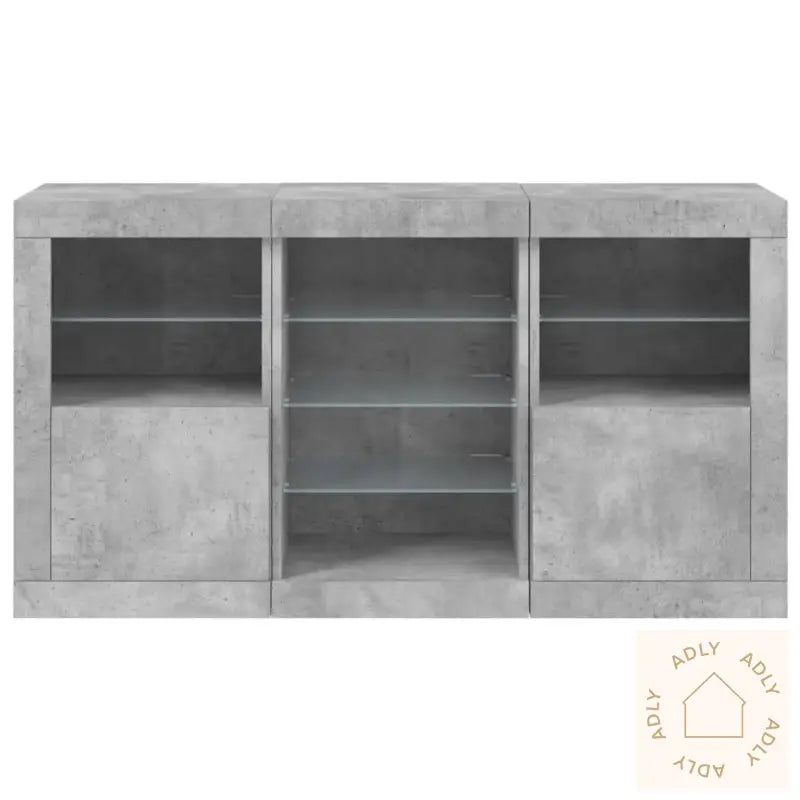 Skjenk Med Led-Lys Betonggrå 123X37X67 Cm