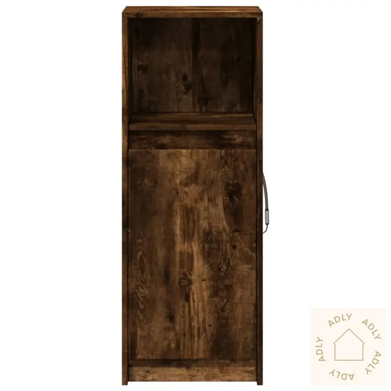 Skjenk Med Led Røkt Eik 38X34X100 Cm Konstruert Tre