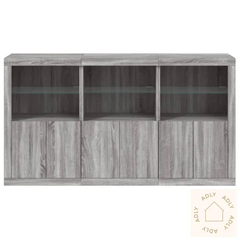 Skjenk Med Led-Lys Grå Sonoma 181,5X37X100 Cm