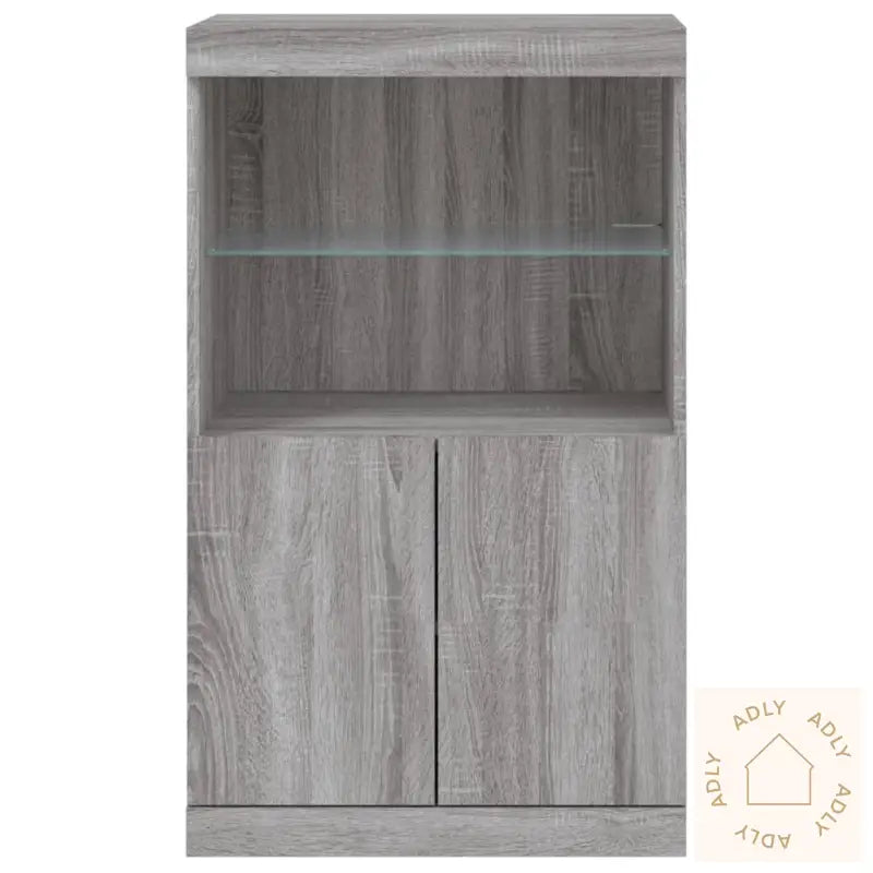 Skjenk Med Led-Lys Grå Sonoma 60,5X37X100 Cm