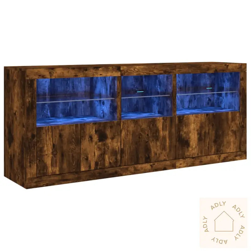 Skjenk Med Led-Lys Røkt Eik 162X37X67 Cm
