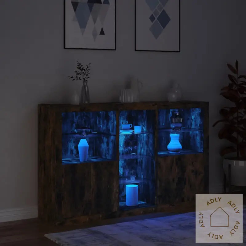 Skjenk Med Led-Lys Røkt Eik 162X37X100 Cm