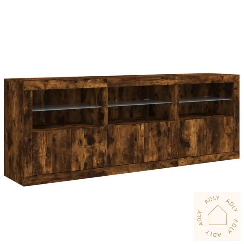 Skjenk Med Led-Lys Røkt Eik 181,5X37X67 Cm