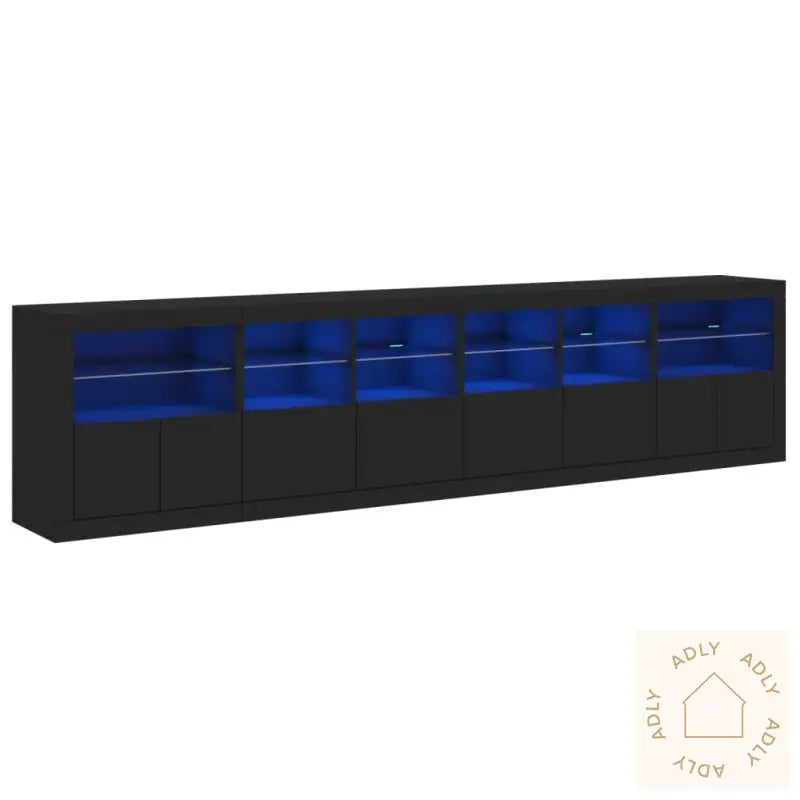 Skjenk Med Led-Lys Svart 283X37X67 Cm