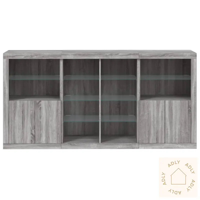 Skjenk Med Led-Lys Grå Sonoma 202X37X100 Cm