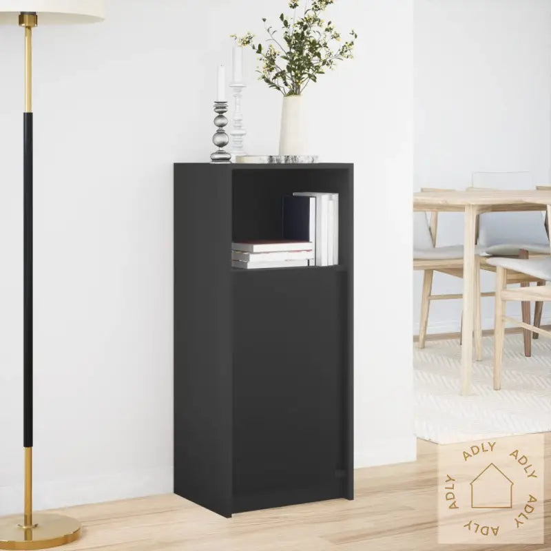 Skjenk Med Led Svart 42,5X34X100 Cm Konstruert Tre