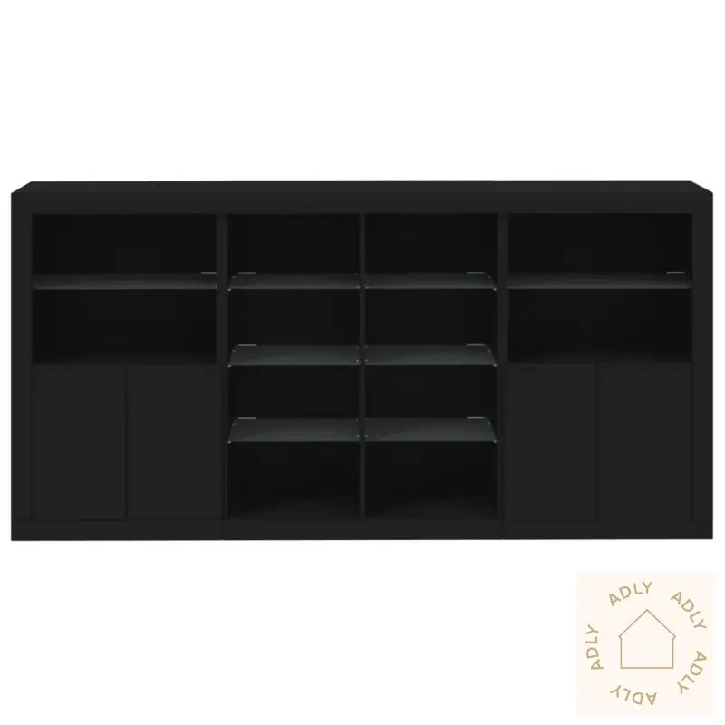 Skjenk Med Led-Lys Svart 202X37X100 Cm