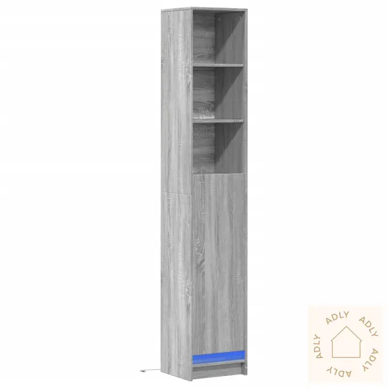 Skjenk Med Led Grå Sonoma 36X32,5X200 Cm Konstruert Tre