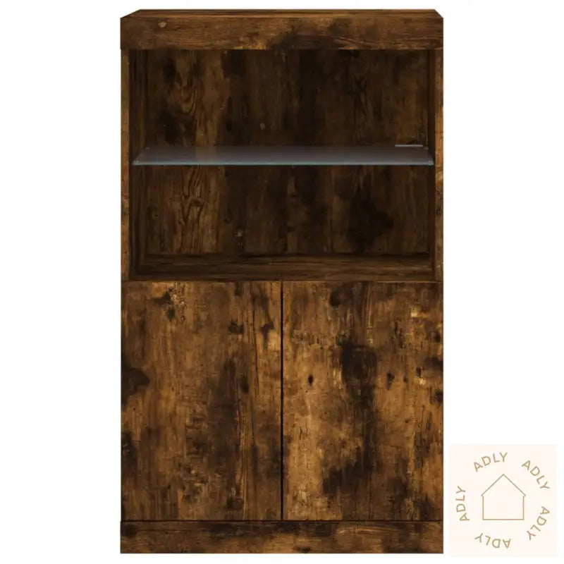 Skjenk Med Led-Lys Røkt Eik 60,5X37X100 Cm