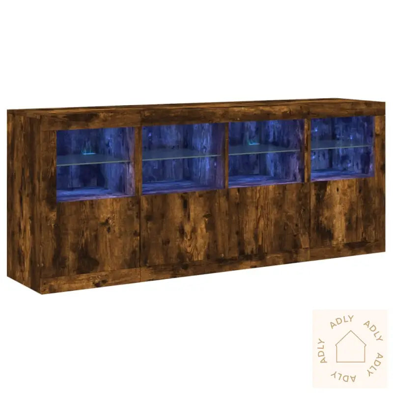 Skjenk Med Led-Lys Røkt Eik 163X37X67 Cm