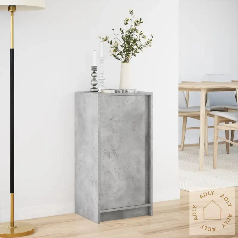 Skjenk Med Led Betonggrå 42,5X34X85 Cm Konstruert Tre