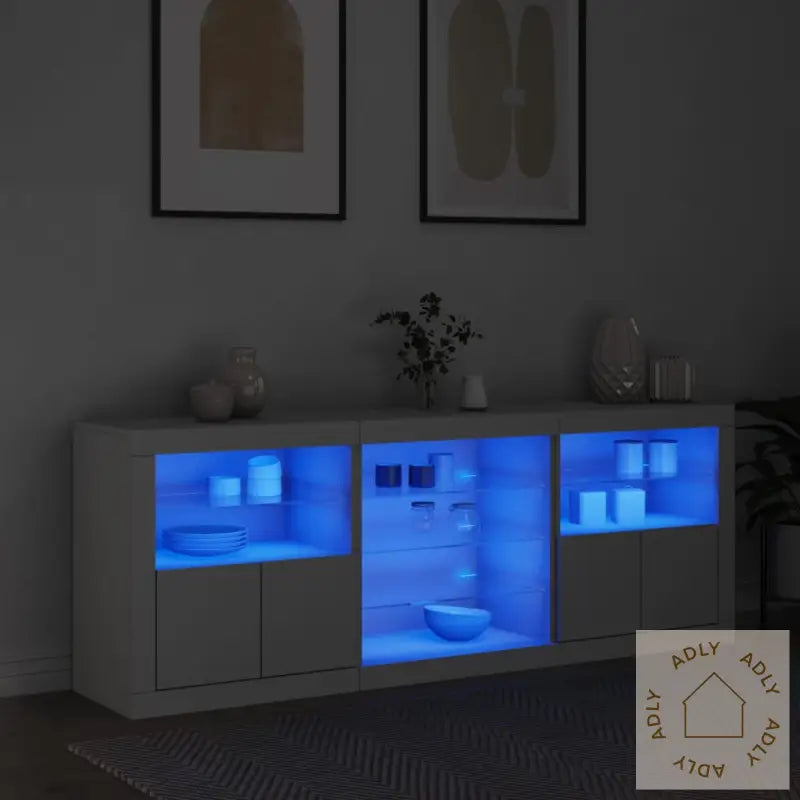 Skjenk Med Led-Lys Hvit 181,5X37X67 Cm