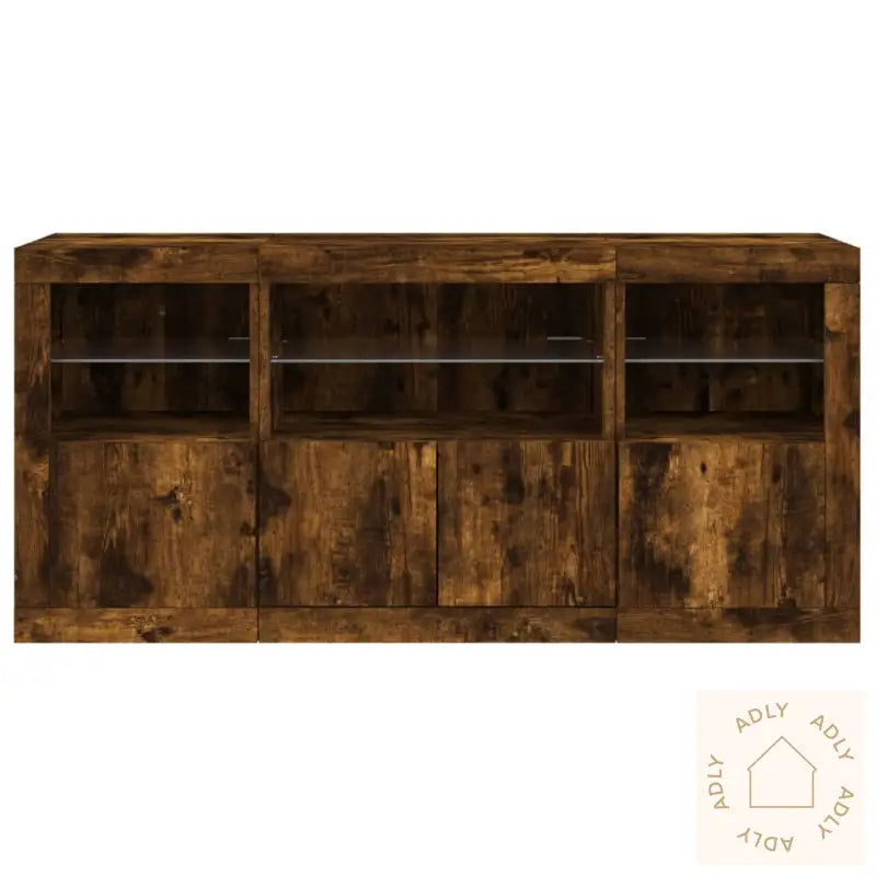 Skjenk Med Led-Lys Røkt Eik 142,5X37X67 Cm