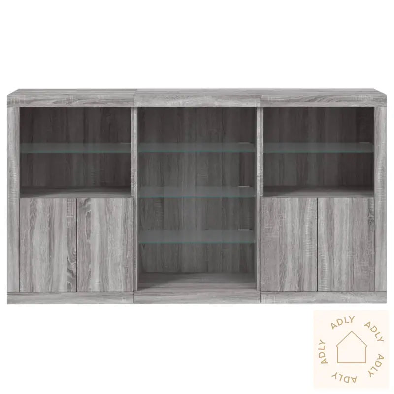 Skjenk Med Led-Lys Grå Sonoma 181,5X37X100 Cm