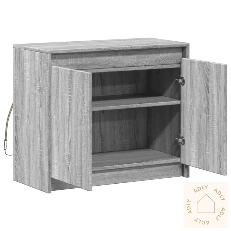 Skjenk Med Led Grå Sonoma 72X34X61 Cm Konstruert Tre