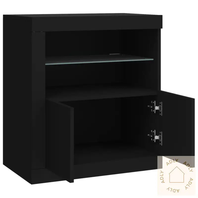Skjenk Med Led-Lys Svart 60,5X37X67 Cm
