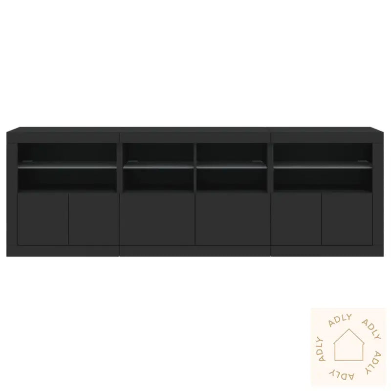 Skjenk Med Led-Lys Svart 202X37X67 Cm