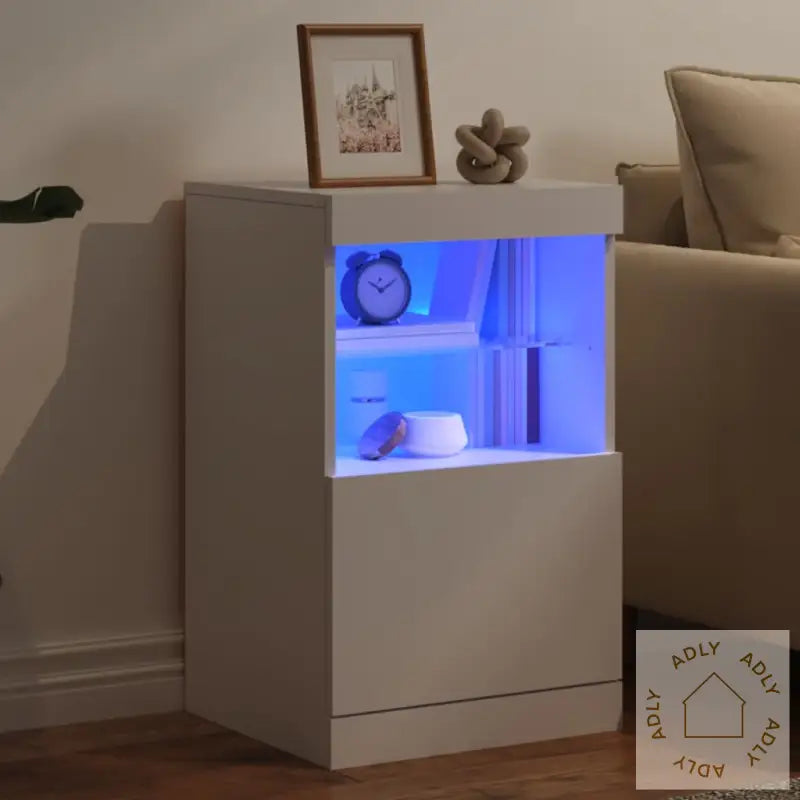 Skjenk Med Led-Lys Hvit 41X37X67 Cm