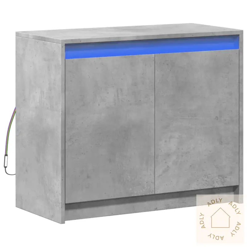 Skjenk Med Led Betonggrå 72X34X61 Cm Konstruert Tre