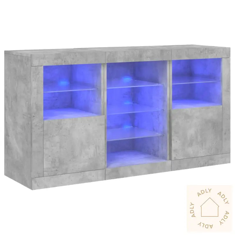 Skjenk Med Led-Lys Betonggrå 123X37X67 Cm