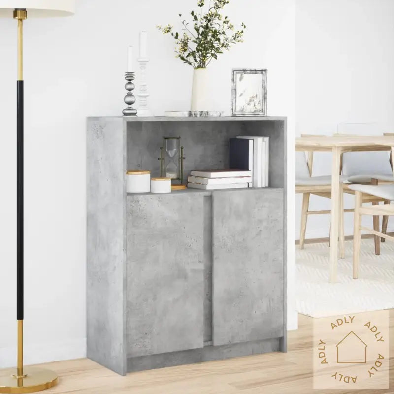 Skjenk Med Led Betonggrå 77X34X100 Cm Konstruert Tre
