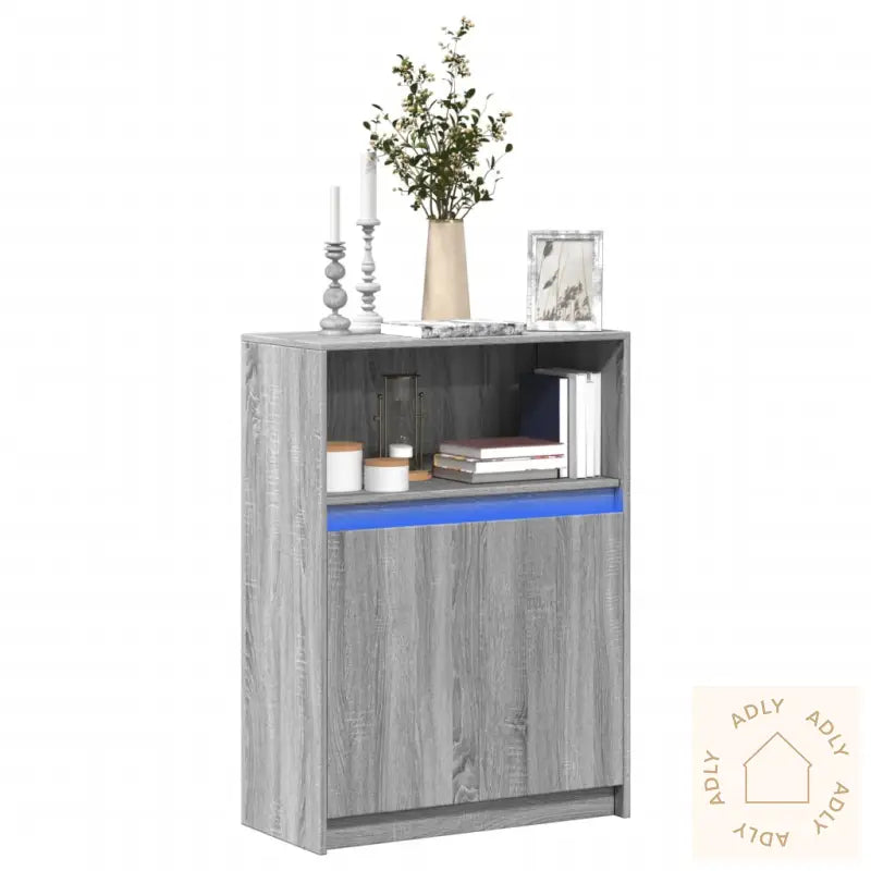 Skjenk Med Led Grå Sonoma 72X34X100 Cm Konstruert Tre