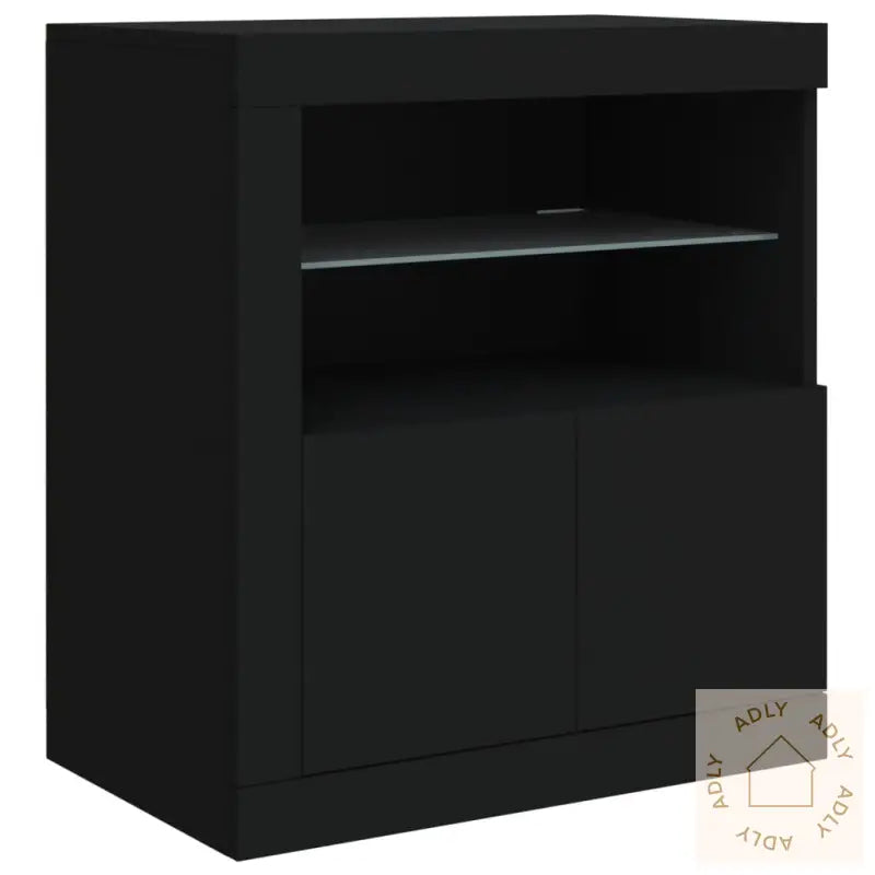 Skjenk Med Led-Lys Svart 60,5X37X67 Cm