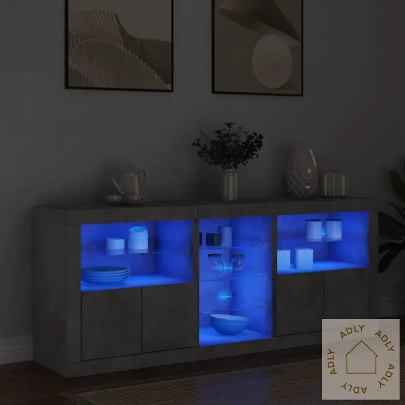 Skjenk Med Led-Lys Betonggrå 162X37X67 Cm