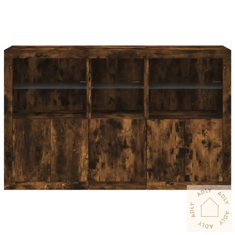 Skjenk Med Led-Lys Røkt Eik 162X37X100 Cm