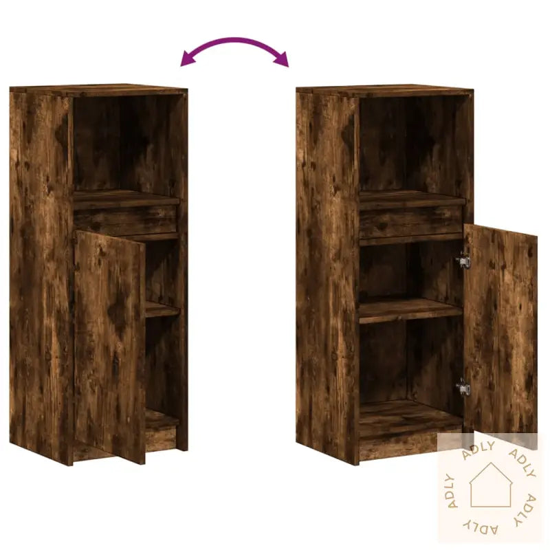 Skjenk Med Led Røkt Eik 38X34X100 Cm Konstruert Tre