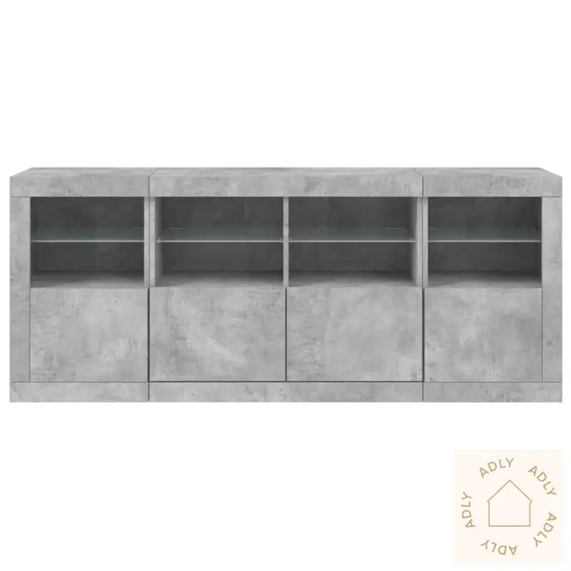 Skjenk Med Led-Lys Betonggrå 163X37X67 Cm