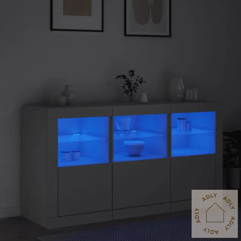 Skjenk Med Led-Lys Hvit 123X37X67 Cm