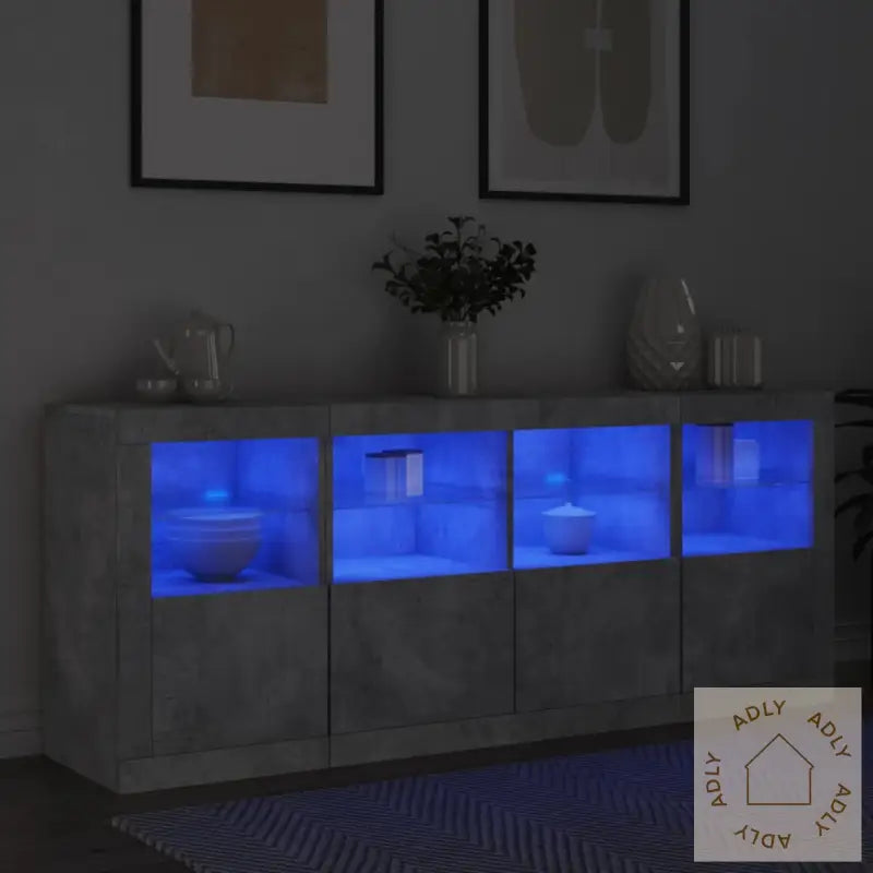 Skjenk Med Led-Lys Betonggrå 163X37X67 Cm