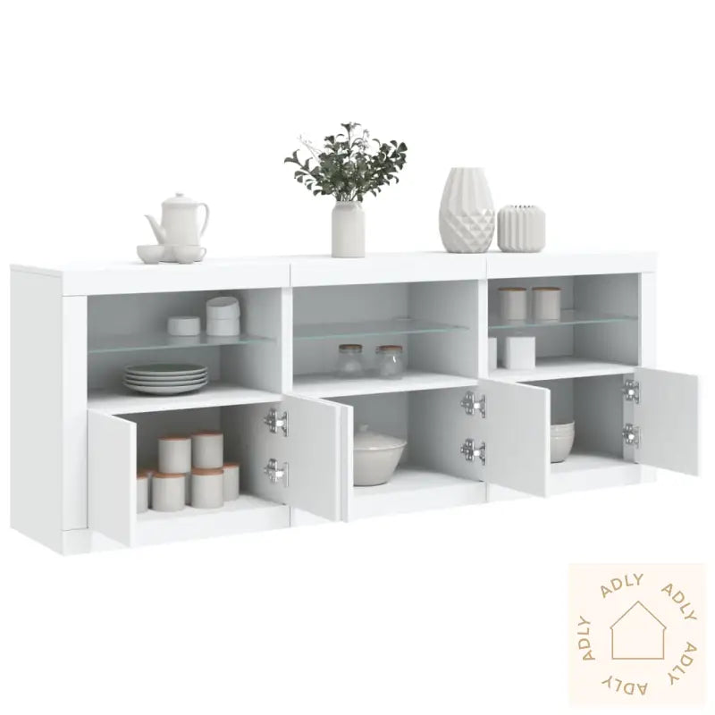 Skjenk Med Led-Lys Hvit 181,5X37X67 Cm