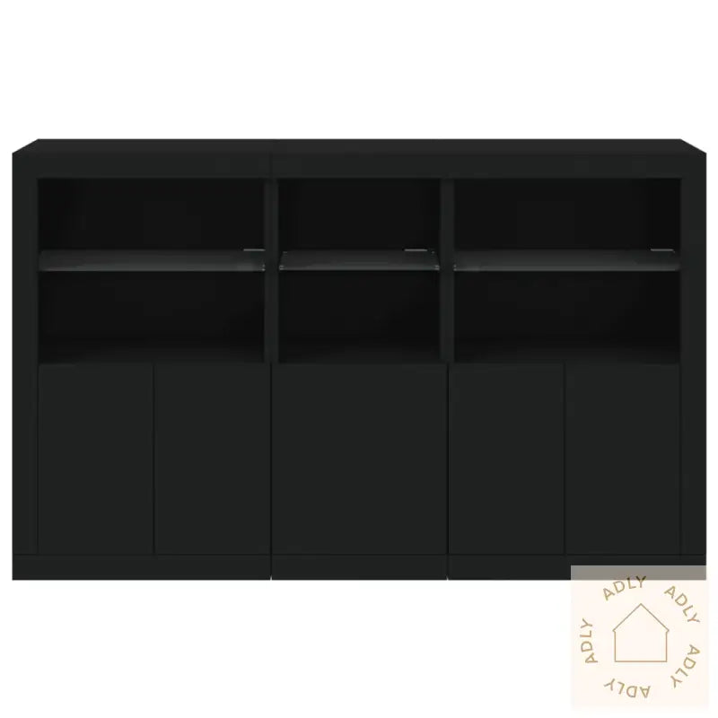 Skjenk Med Led-Lys Svart 162X37X100 Cm