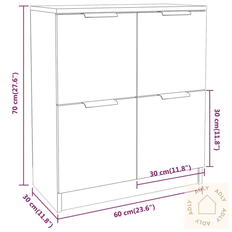 Skjenk Betonggrå 60X30X70 Cm Konstruert Tre