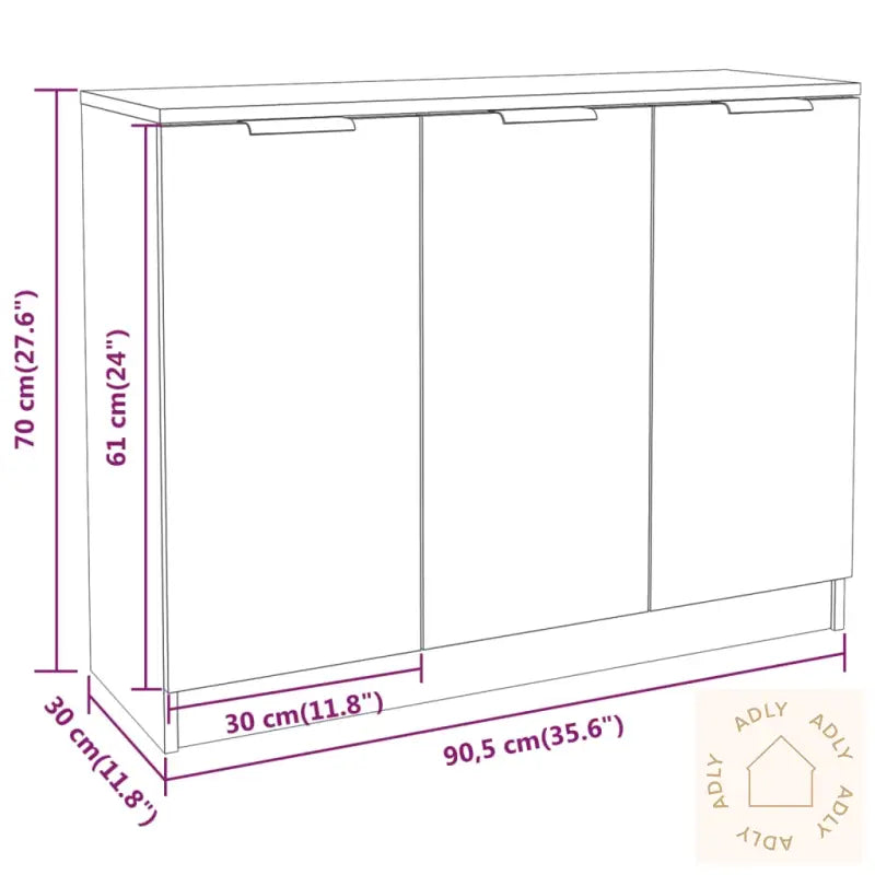 Skjenk Grå Sonoma 90,5X30X70 Cm Konstruert Tre