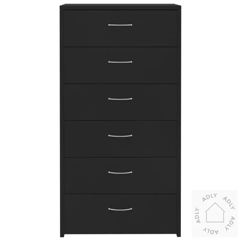 Skjenk Med 6 Skuffer Svart 50X34X96 Cm Konstruert Tre
