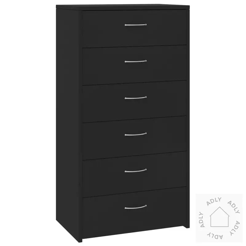 Skjenk Med 6 Skuffer Svart 50X34X96 Cm Konstruert Tre