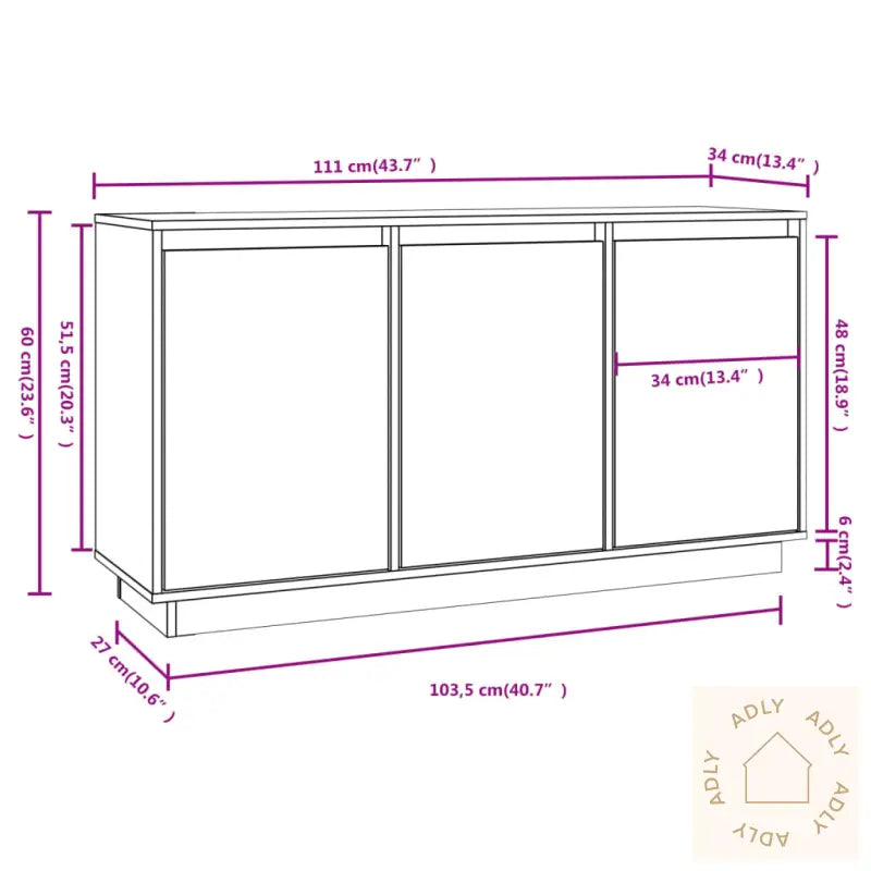 Skjenk 111X34X60 Cm Heltre Furu